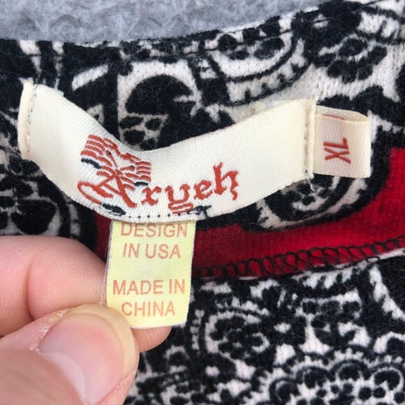 Aryeh Sweater Womens Extra Large Red Floral 3/4 Sleeves Tunic Button Pullover - Picture 5 of 8